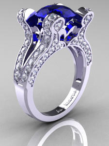 french vintage blue diamond ring